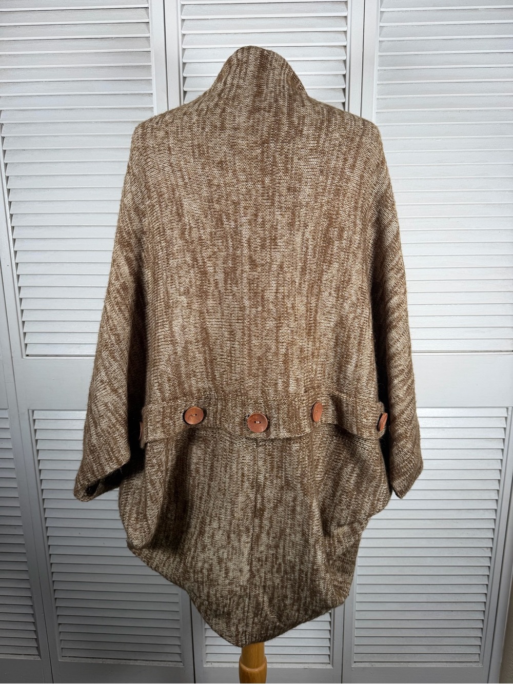Foreign Exchange Cocoon Cardigan Open Front Marled Knit Brown Size S